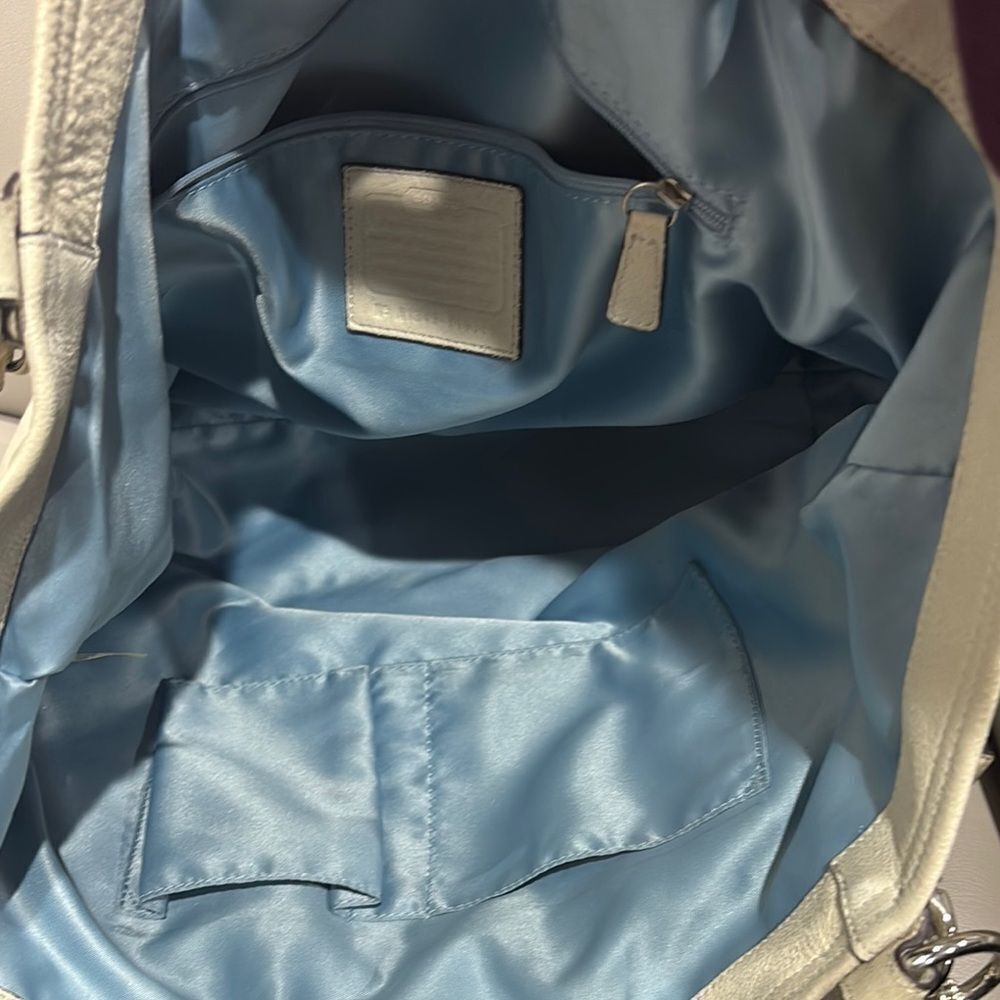 Coach Kristin Shimmery Ivory Leather East West Satchel Hobo Bag - Picture 5 of 6